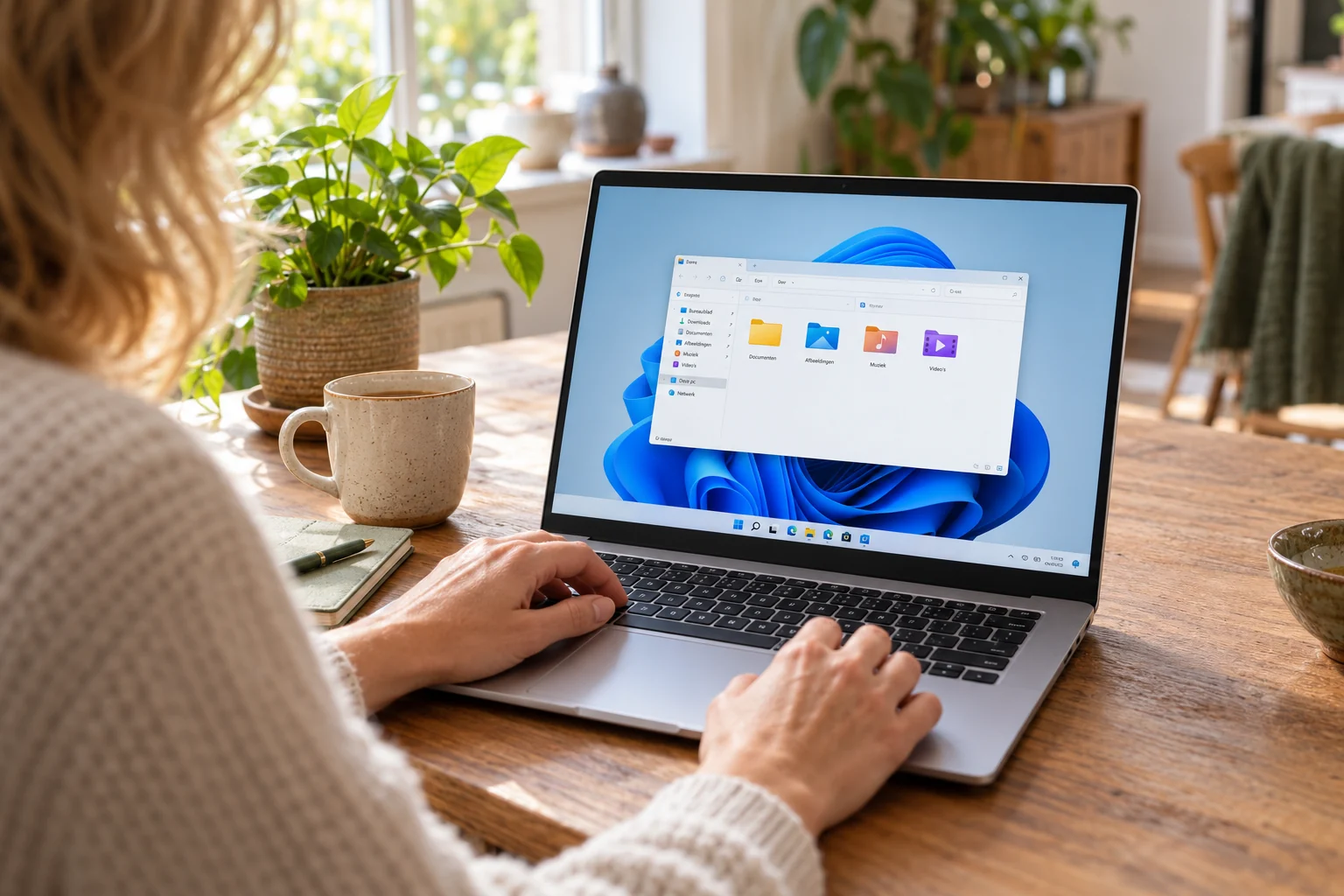Thuis bestanden en mappen bekijken op een laptop met Windows